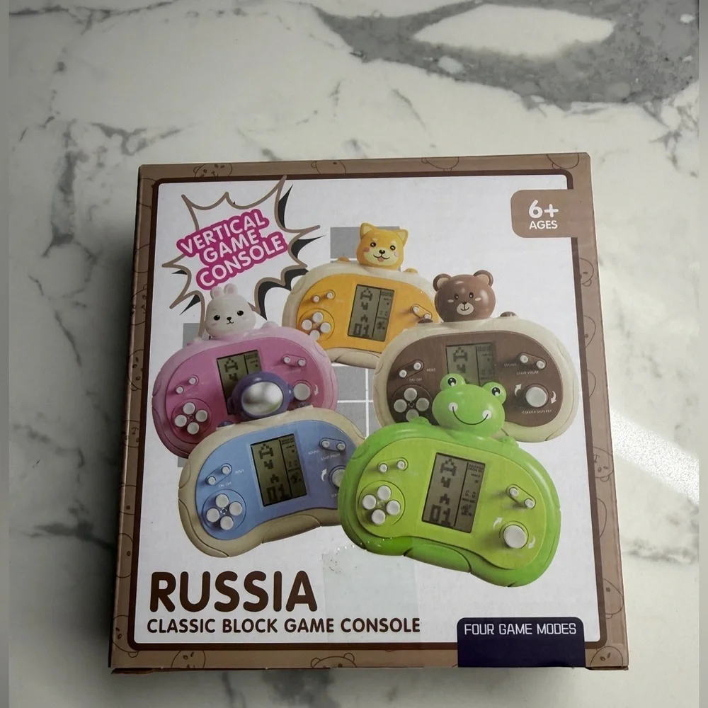 Retro Handheld Classic Block Game Console, LCD with Four Game Modes